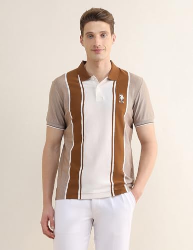 U.S.Polo Association Men's Colourblocked Slim Fit Polo Shirt