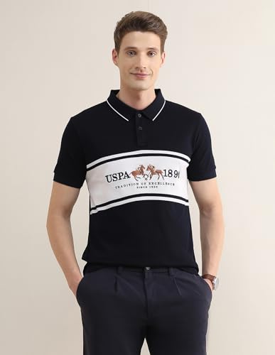 U.S.Polo Association Men's Brand Embroidered Slim Fit Polo Shirt (USTSH3440_Navy_2XL)