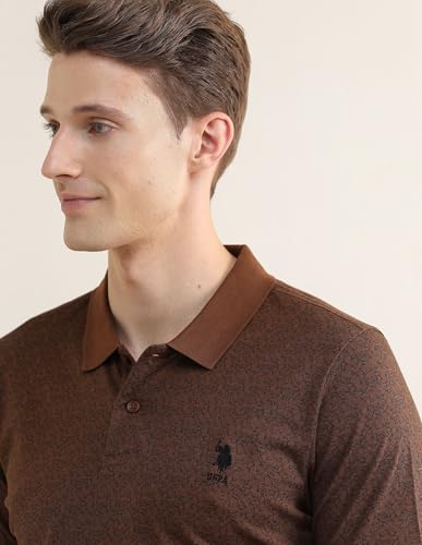 U.S.Polo Association Men's Tropical Printed Slim Fit Polo Shirt