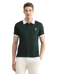 U.S.Polo Association Men's Solid Stripe DetailÃ Slim Fit Polo Shirt