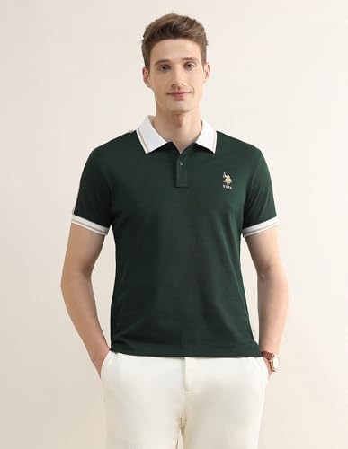 U.S.Polo Association Men's Solid Stripe DetailÃ Slim Fit Polo Shirt