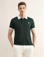 U.S.Polo Association Men's Solid Stripe DetailÃ Slim Fit Polo Shirt
