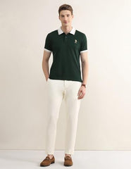 U.S.Polo Association Men's Solid Stripe DetailÃ Slim Fit Polo Shirt