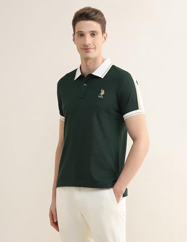 U.S.Polo Association Men's Solid Stripe DetailÃ Slim Fit Polo Shirt