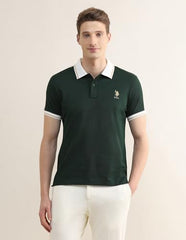 U.S.Polo Association Men's Solid Stripe DetailÃ Slim Fit Polo Shirt
