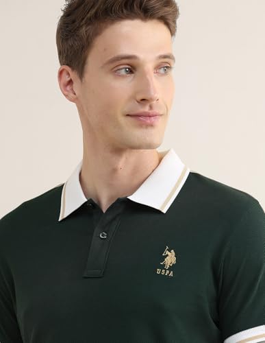 U.S.Polo Association Men's Solid Stripe DetailÃ Slim Fit Polo Shirt