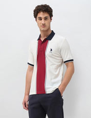 U.S.Polo Association Men's Colourblocked Slim Fit Polo Shirt (USTSH3488_White_L)