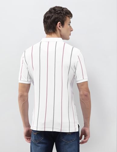 U.S.Polo Association Men's Vertical Striped Slim Fit Polo Shirt (USTSH3491_White_XL)