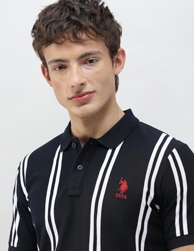 U.S.Polo Association Men's Vertical Striped Slim Fit Polo Shirt (USTSH3495_Navy_3XL)
