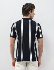 U.S.Polo Association Men's Vertical Striped Slim Fit Polo Shirt (USTSH3495_Navy_3XL)