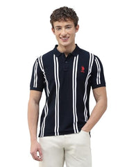 U.S.Polo Association Men's Vertical Striped Slim Fit Polo Shirt (USTSH3495_Navy_3XL)