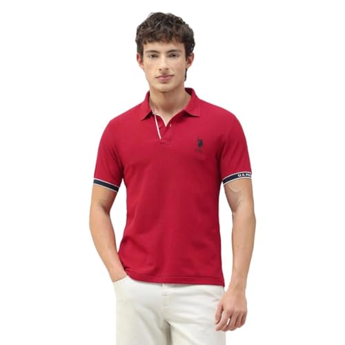 U.S.Polo Association Men's New Port Marina Solid Polo Shirt (USTSH3501_Red_3XL)