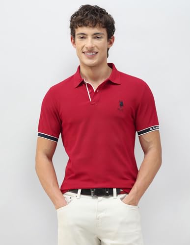 U.S.Polo Association Men's New Port Marina Solid Polo Shirt (USTSH3501_Red_3XL)