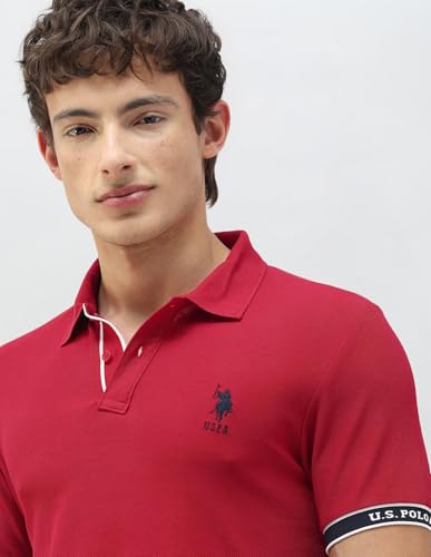 U.S.Polo Association Men's New Port Marina Solid Polo Shirt (USTSH3501_Red_3XL)