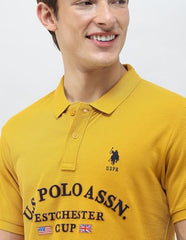 U.S.Polo Association Men's Brand Embroidered Slim Fit Polo Shirt (USTSH3505_Yellow_L)