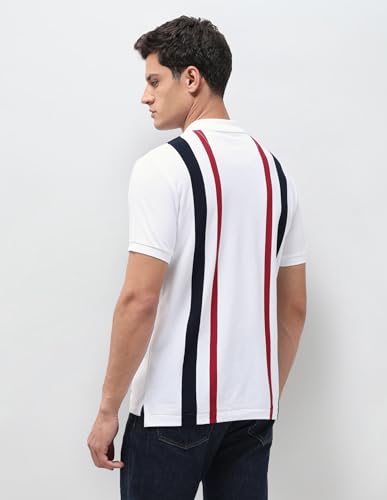 U.S.Polo Association Men's Vertical Striped Slim Fit Polo Shirt (USTSH3539_White_3XL)