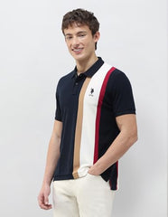U.S.Polo Association Men's Colourblocked Slim Fit Polo Shirt (USTSH3540_Navy_M)