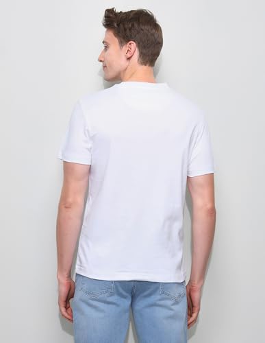 U.S.Polo men's embossed slim fit T-shirt in black, featuring a subtle brand logo and textured design on the front.