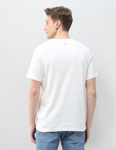 U.S. Polo Assn. Denim Co. men's ivory long-sleeve graphic T-shirt with printed brand logo and coastal design.