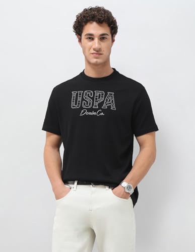 U.S. Polo Assn. Denim Co. Men's Brand Embroidered Slim Fit T-Shirt (UDTSH4031_Black_XL)