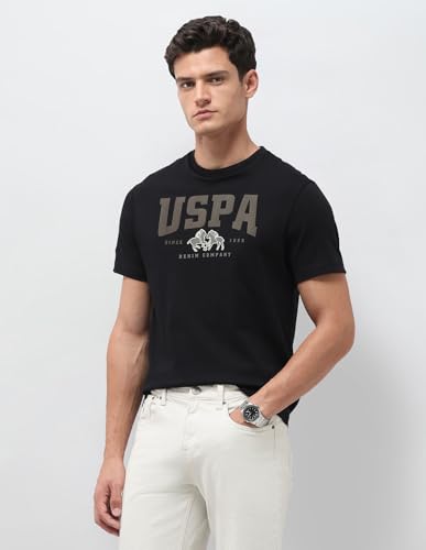 U.S. Polo Assn. Denim Co. Men's Brand Printed Slim Fit T-Shirt (UDTSH4042_Black_L)