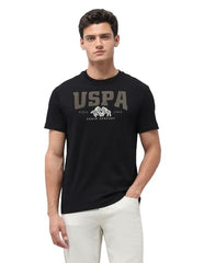 U.S. Polo Assn. Denim Co. Men's Brand Printed Slim Fit T-Shirt (UDTSH4042_Black_L)