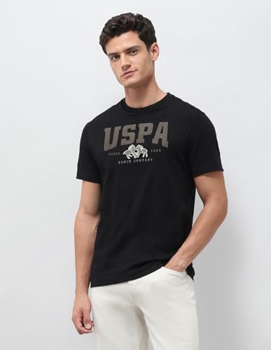 U.S. Polo Assn. Denim Co. Men's Brand Printed Slim Fit T-Shirt (UDTSH4042_Black_L)
