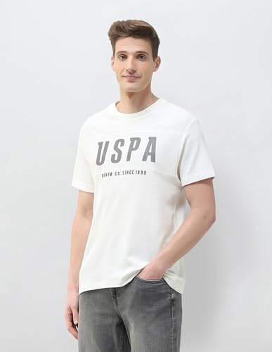 U.S. Polo Assn. Denim Co. Men's Textured Brand Printed Motel On The Coast T-Shirt (UDTSH4049_Ivory_L)