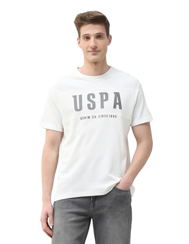U.S. Polo Assn. Denim Co. Men's Textured Brand Printed Motel On The Coast T-Shirt (UDTSH4049_Ivory_L)