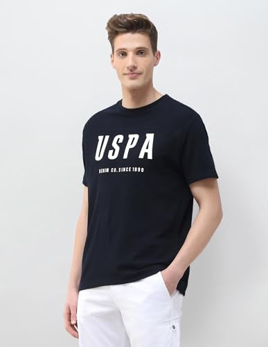 U.S. Polo Assn. Denim Co. Men's Textured Brand Printed Motel On The Coast T-Shirt (UDTSH4050_Navy_S)