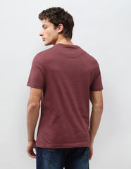 U.S. Polo Assn. Denim Co. Men's Graphic Brand Printed Slim Fit T-Shirt (UDTSH4052_Dark Pink_L)