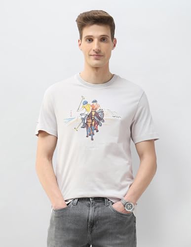 U.S. Polo Assn. Denim Co. Men's Motel On The Coast Slim Fit T-Shirt (UDTSH4060_Light Grey_L)