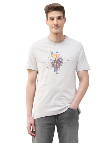 U.S. Polo Assn. Denim Co. Men's Motel On The Coast Slim Fit T-Shirt (UDTSH4060_Light Grey_L)