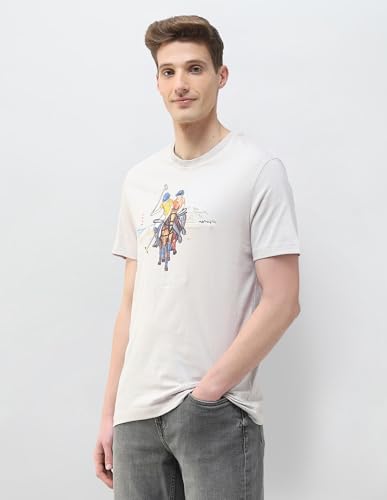 U.S. Polo Assn. Denim Co. Men's Motel On The Coast Slim Fit T-Shirt (UDTSH4060_Light Grey_L)