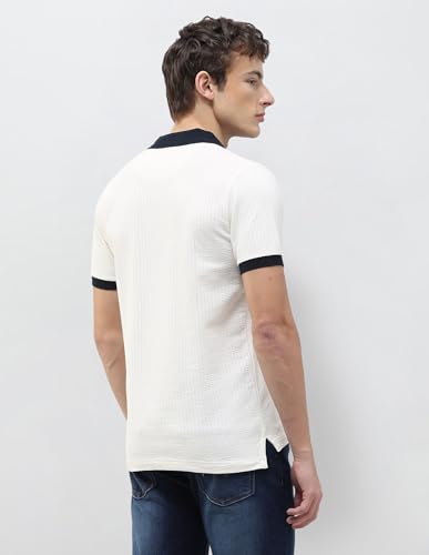 U.S. Polo Assn. Denim Co. Men's Textured Slim Fit Polo Shirt (UDTSH4099_Ivory_L)