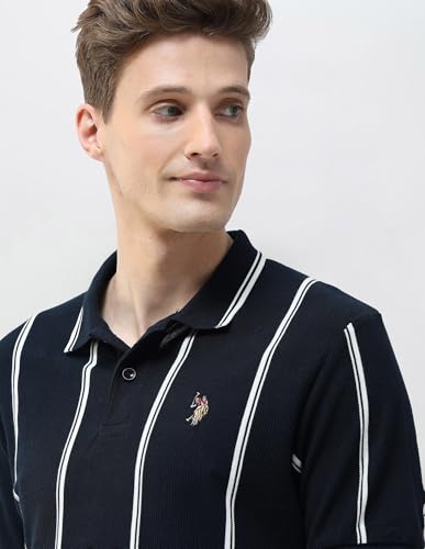 U.S. Polo Assn. Denim Co. Men's Motel On The Coast Muscle Fit Polo Shirt (UDTSH4120_Navy_L)