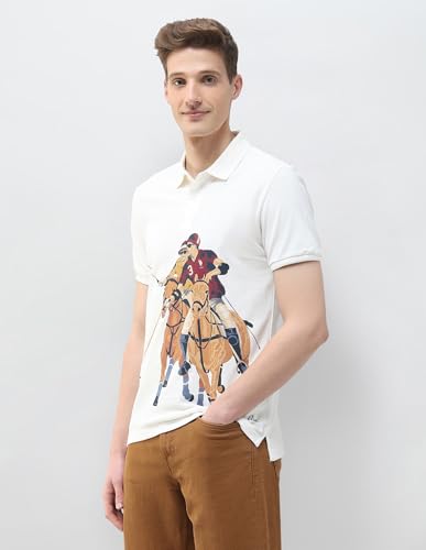 U.S. Polo Assn. Denim Co. Men's Graphic Brand Printed Motel On The Coast Polo Shirt (UDTSH4146_Ivory_S)