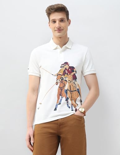 U.S. Polo Assn. Denim Co. Men's Graphic Brand Printed Motel On The Coast Polo Shirt (UDTSH4146_Ivory_S)