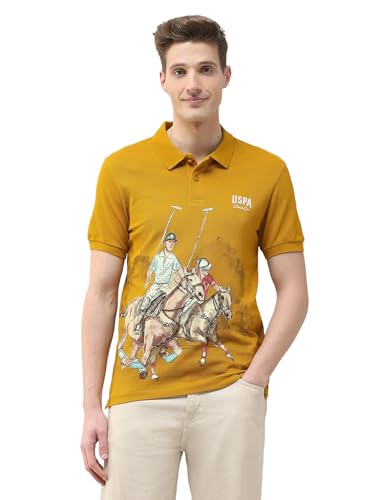 U.S. Polo Assn. Denim Co. Men's Motel On The Coast Muscle Fit Polo Shirt (UDTSH4152_Mustard_L)