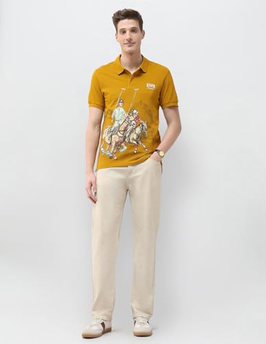 U.S. Polo Assn. Denim Co. Men's Motel On The Coast Muscle Fit Polo Shirt (UDTSH4152_Mustard_L)