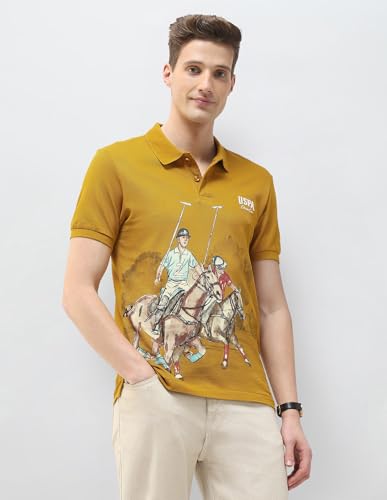 U.S. Polo Assn. Denim Co. Men's Motel On The Coast Muscle Fit Polo Shirt (UDTSH4152_Mustard_L)