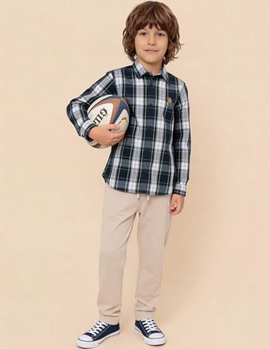 USPA Kids Boys Tartan Checked Regular Fit Shirt (UKSHT1864_Green_13-14 Y)