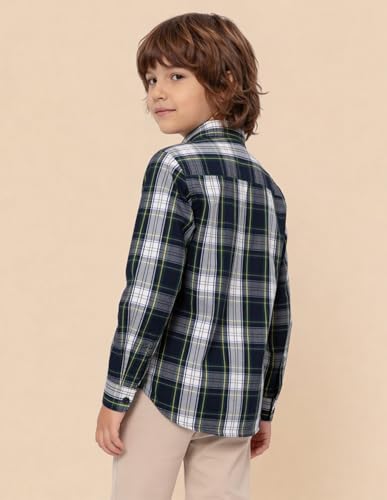 USPA Kids Boys Tartan Checked Regular Fit Shirt (UKSHT1864_Green_13-14 Y)