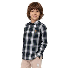 USPA Kids Boys Tartan Checked Regular Fit Shirt (UKSHT1864_Green_13-14 Y)