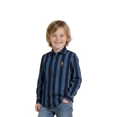 USPA Kids Boys Vertical Striped Twill Weave Shirt (UKSHT1900_Navy_10-11 Y)