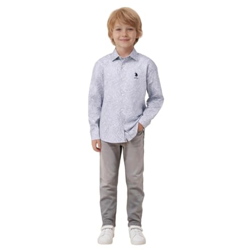 USPA Kids Boys Paisley Printed Satin Shirt (UKSHT2026_White_2-3 Y)