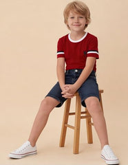USPA Kids Boys Mid Rise Whiskered Denim Shorts (UKSRT0580_Blue_2-3 Y)