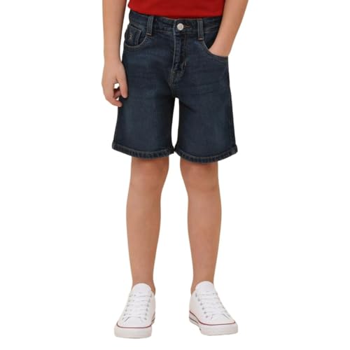 USPA Kids Boys Mid Rise Whiskered Denim Shorts (UKSRT0580_Blue_2-3 Y)