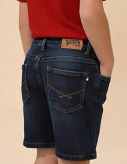 USPA Kids Boys Mid Rise Whiskered Denim Shorts (UKSRT0580_Blue_2-3 Y)