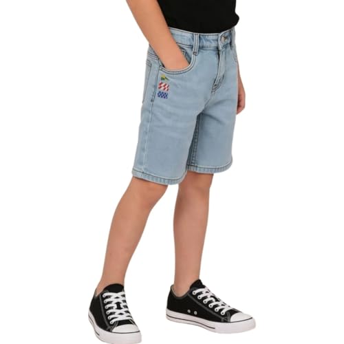 USPA Kids Boys Mid Rise Regular Fit Denim Shorts (UKSRT0582_Light Blue_2-3 Y)